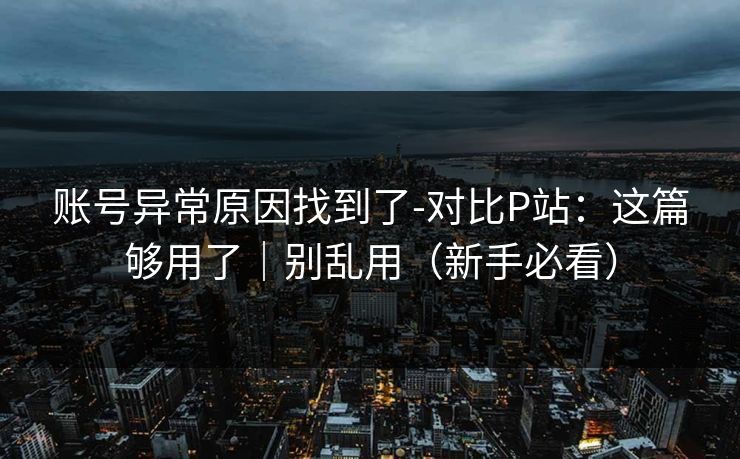 账号异常原因找到了-对比P站：这篇够用了｜别乱用（新手必看）