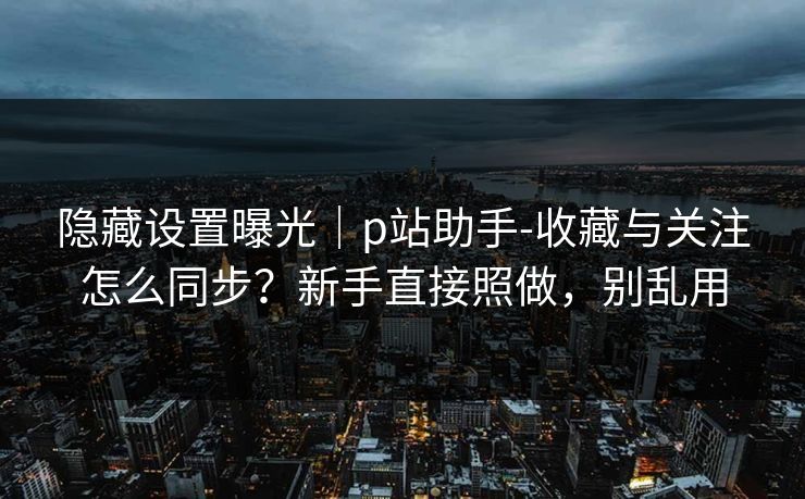 隐藏设置曝光｜p站助手-收藏与关注怎么同步？新手直接照做，别乱用
