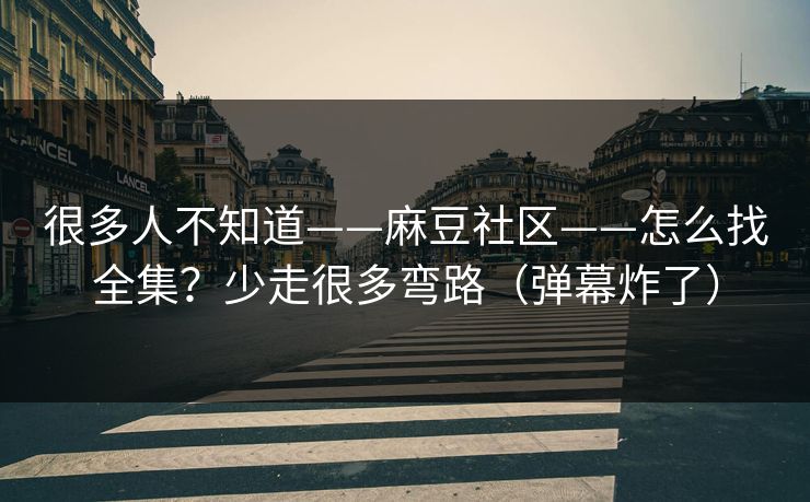 很多人不知道——麻豆社区——怎么找全集？少走很多弯路（弹幕炸了）