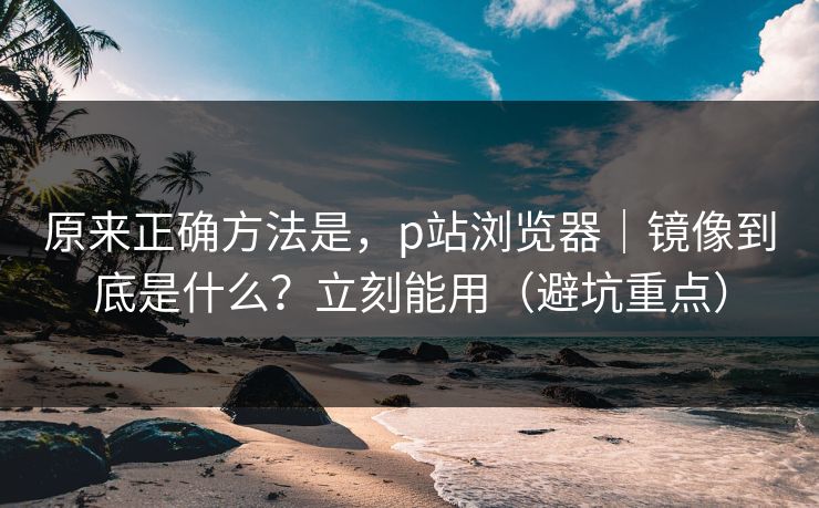 原来正确方法是，p站浏览器｜镜像到底是什么？立刻能用（避坑重点）