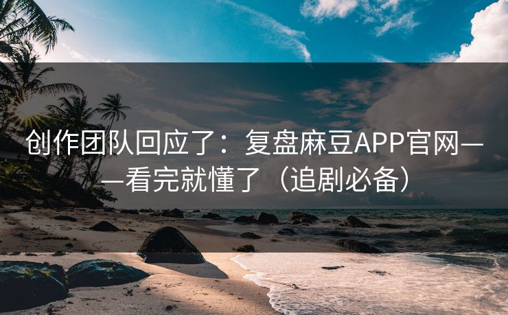 创作团队回应了：复盘麻豆APP官网——看完就懂了（追剧必备）