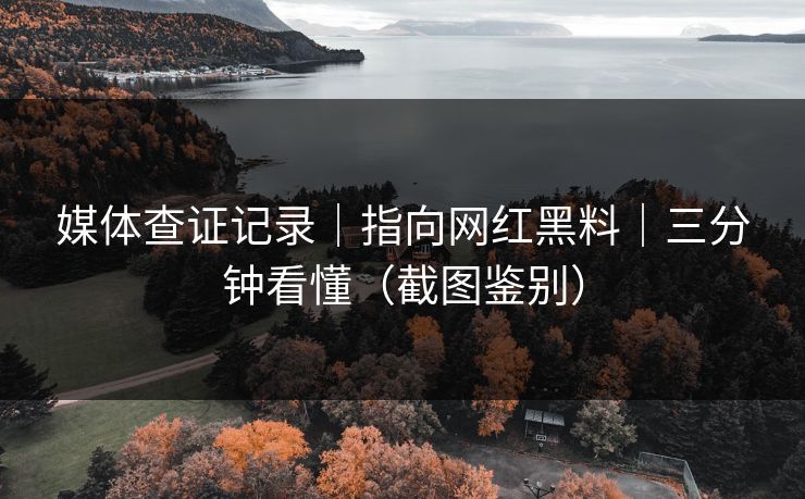 媒体查证记录｜指向网红黑料｜三分钟看懂（截图鉴别）