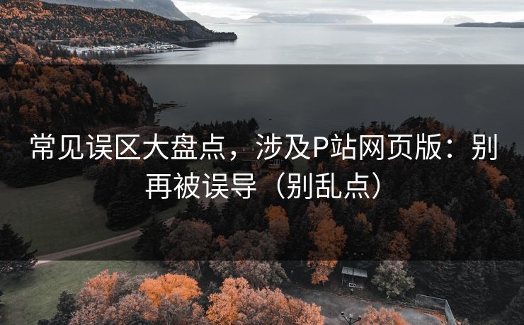 常见误区大盘点，涉及P站网页版：别再被误导（别乱点）