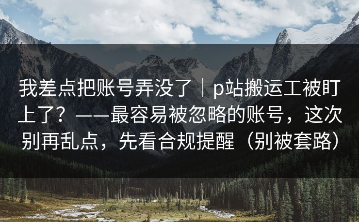 我差点把账号弄没了｜p站搬运工被盯上了？——最容易被忽略的账号，这次别再乱点，先看合规提醒（别被套路）