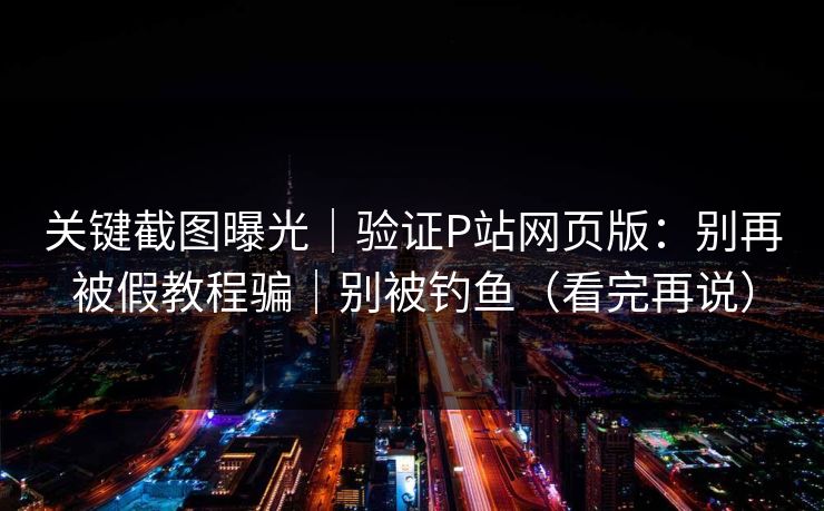 关键截图曝光｜验证P站网页版：别再被假教程骗｜别被钓鱼（看完再说）