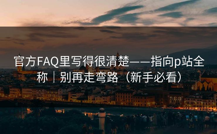 官方FAQ里写得很清楚——指向p站全称｜别再走弯路（新手必看）