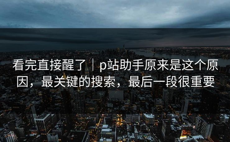 看完直接醒了｜p站助手原来是这个原因，最关键的搜索，最后一段很重要