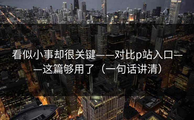看似小事却很关键——对比p站入口——这篇够用了（一句话讲清）