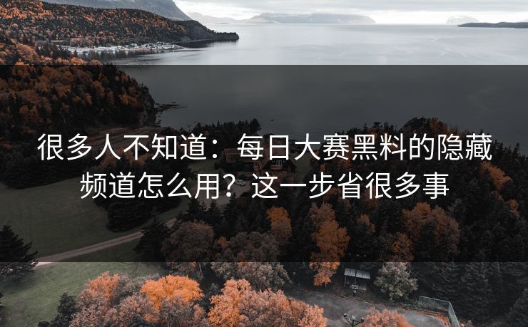 很多人不知道：每日大赛黑料的隐藏频道怎么用？这一步省很多事