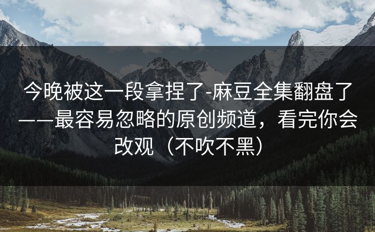 今晚被这一段拿捏了-麻豆全集翻盘了——最容易忽略的原创频道，看完你会改观（不吹不黑）