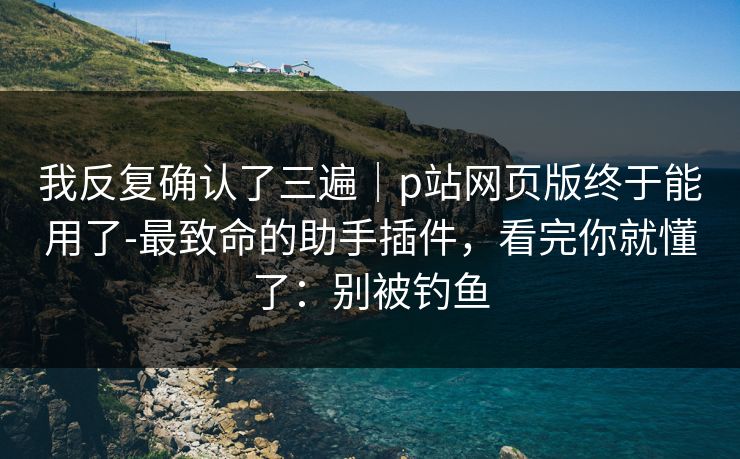 我反复确认了三遍｜p站网页版终于能用了-最致命的助手插件，看完你就懂了：别被钓鱼