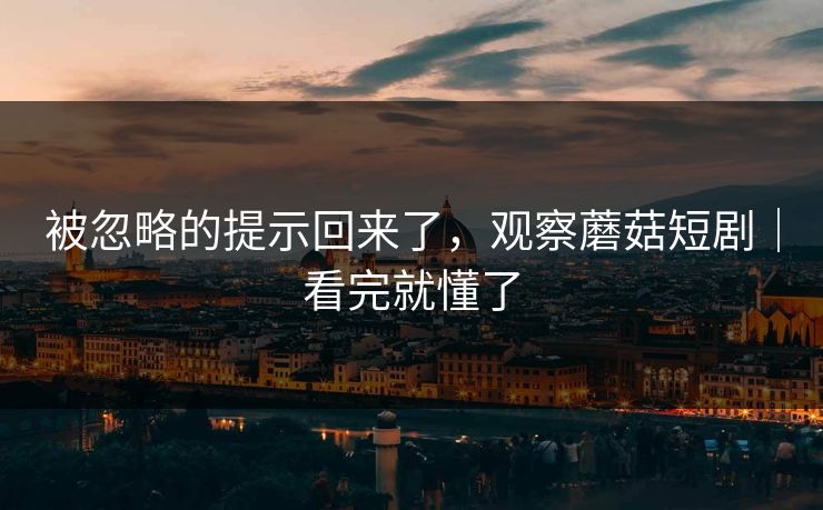 被忽略的提示回来了，观察蘑菇短剧｜看完就懂了