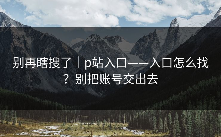 别再瞎搜了｜p站入口——入口怎么找？别把账号交出去